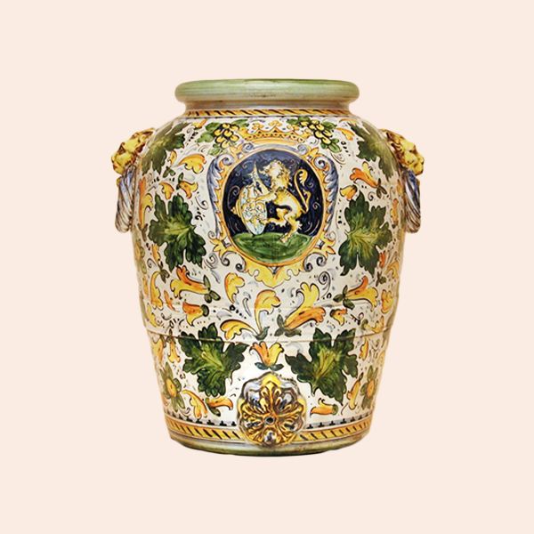 CC108D 55L - Jar cm 55 H Cafaggiolo coat of arms with lions